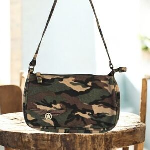 Small Camouflage Bag embroidered patch featuring a military-style wings Stars